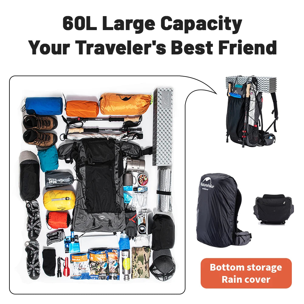 Naturehike Hiking Backpack Outdoor Sports Bag 40/60+5L