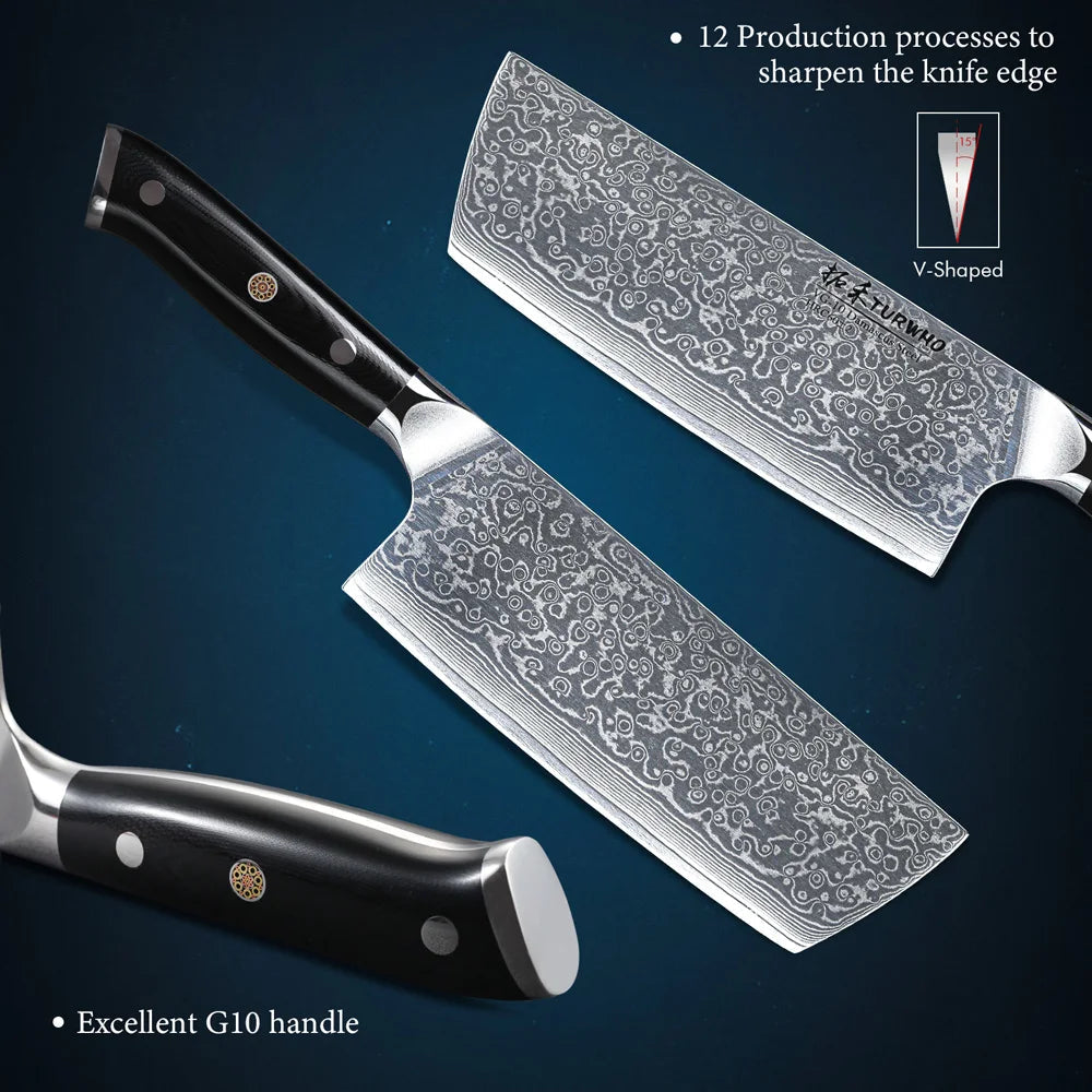 Japanese Nakiri Knife Damascus WildPeak