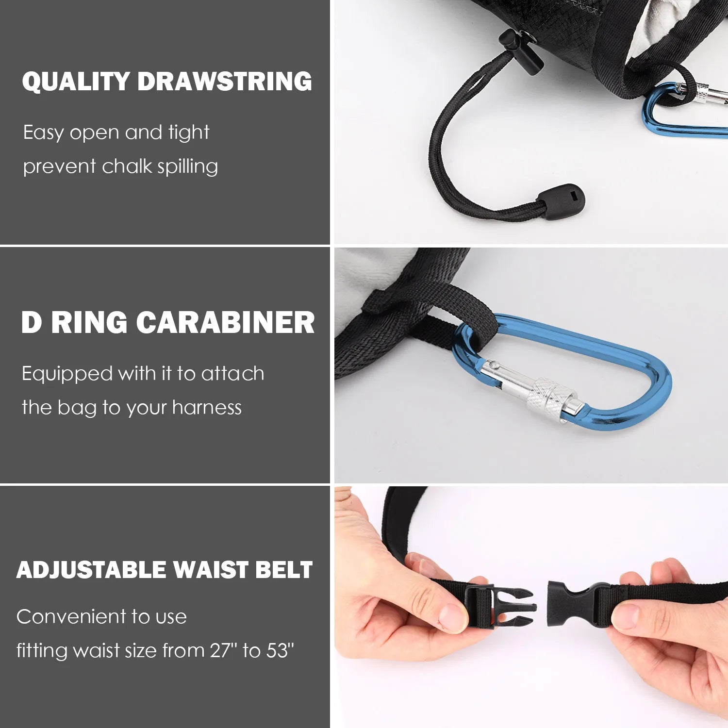 Magnesia Sack Rock Climbing Chalk Bag Waterproof Pocket for Weight Lifting Outdoor Bouldering Magnesia Pouch Climbing Equipment WildPeak
