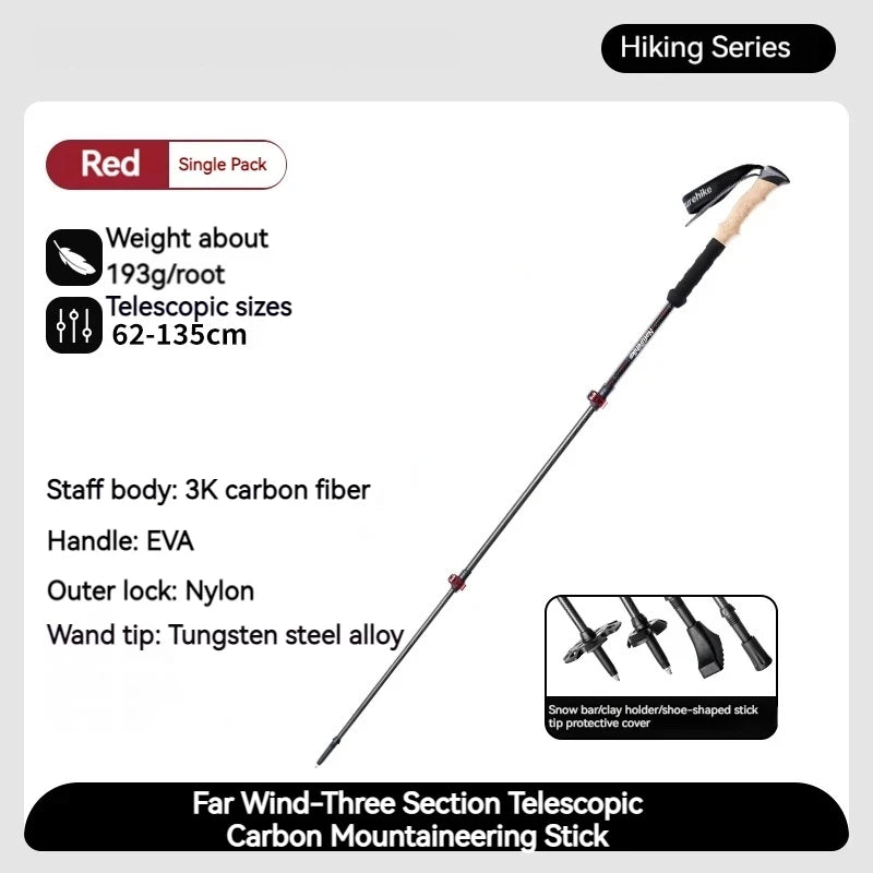 Naturehike Trekking Pole 2pcs 62-135cm 3Sections Carbon Fiber