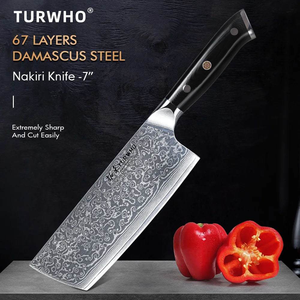 Japanese Nakiri Knife Damascus WildPeak