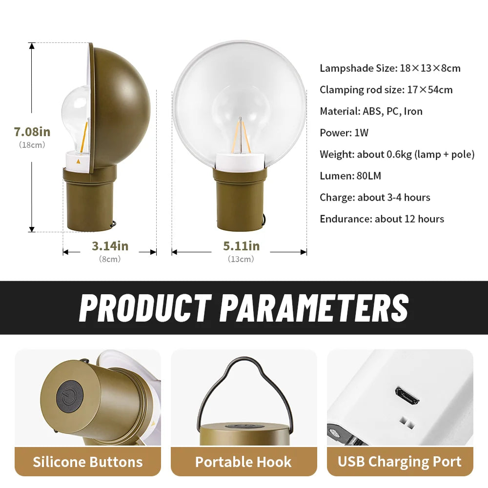 Naturehike Camping Table Lamp 360 Degree Adjustable Waterproof