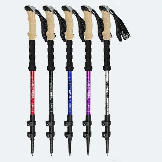 2PCS Trekking Poles Walking Sticks Alpenstock Telescopic