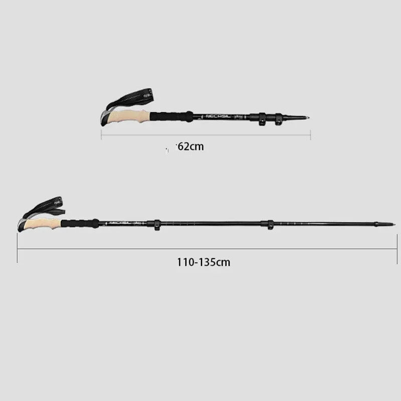 2PCS Trekking Poles Walking Sticks Alpenstock Telescopic