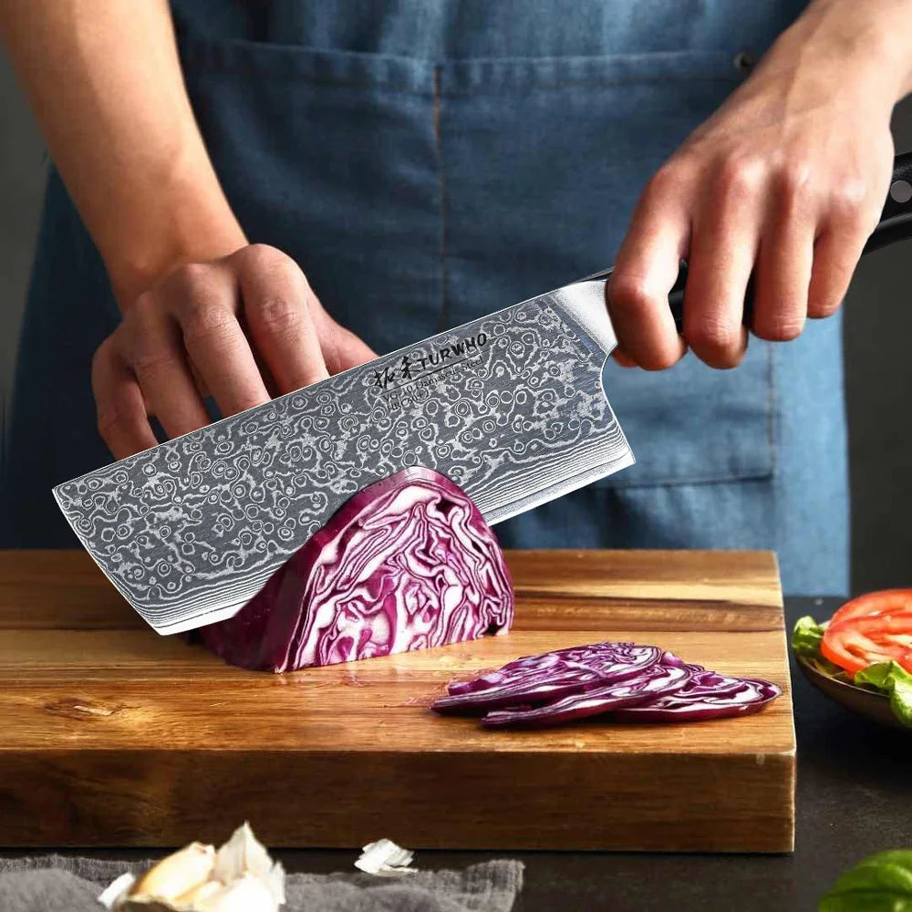 Japanese Nakiri Knife Damascus WildPeak