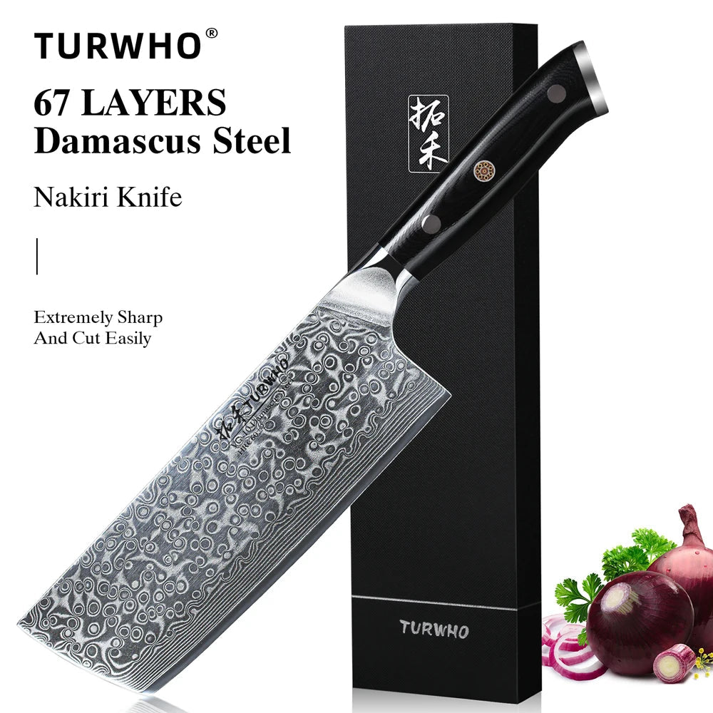 Japanese Nakiri Knife Damascus WildPeak
