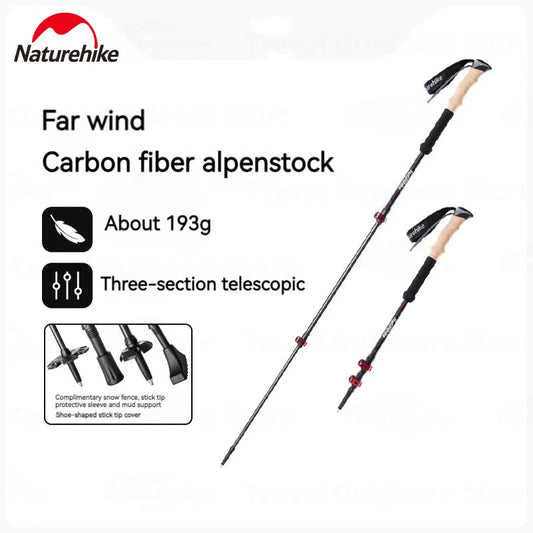 Naturehike Trekking Pole 2pcs 62-135cm 3Sections Carbon Fiber