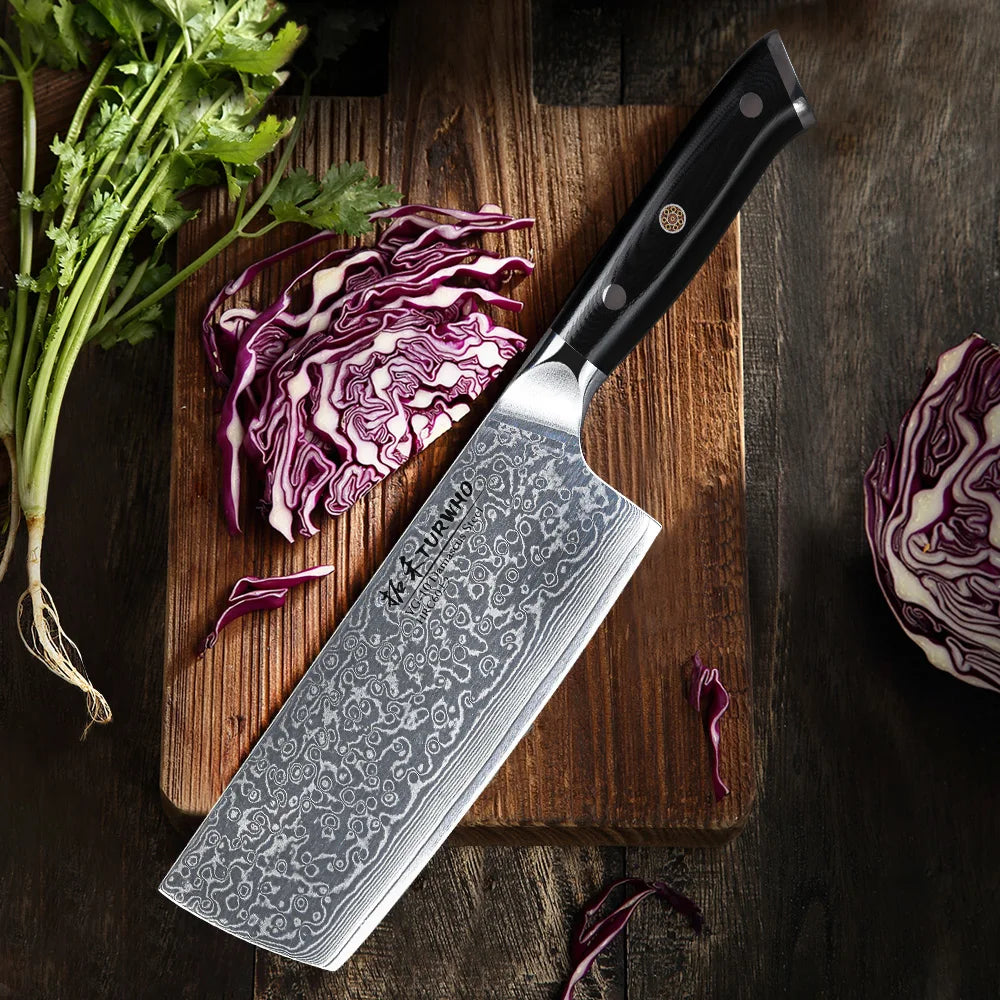 Japanese Nakiri Knife Damascus WildPeak