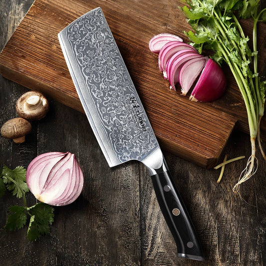 Japanese Nakiri Knife Damascus WildPeak